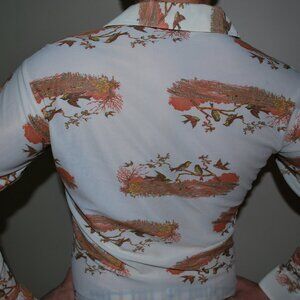 1970s DISCO Men's Shirt  Medium VINTAGE long sleeve long collar Love Birds